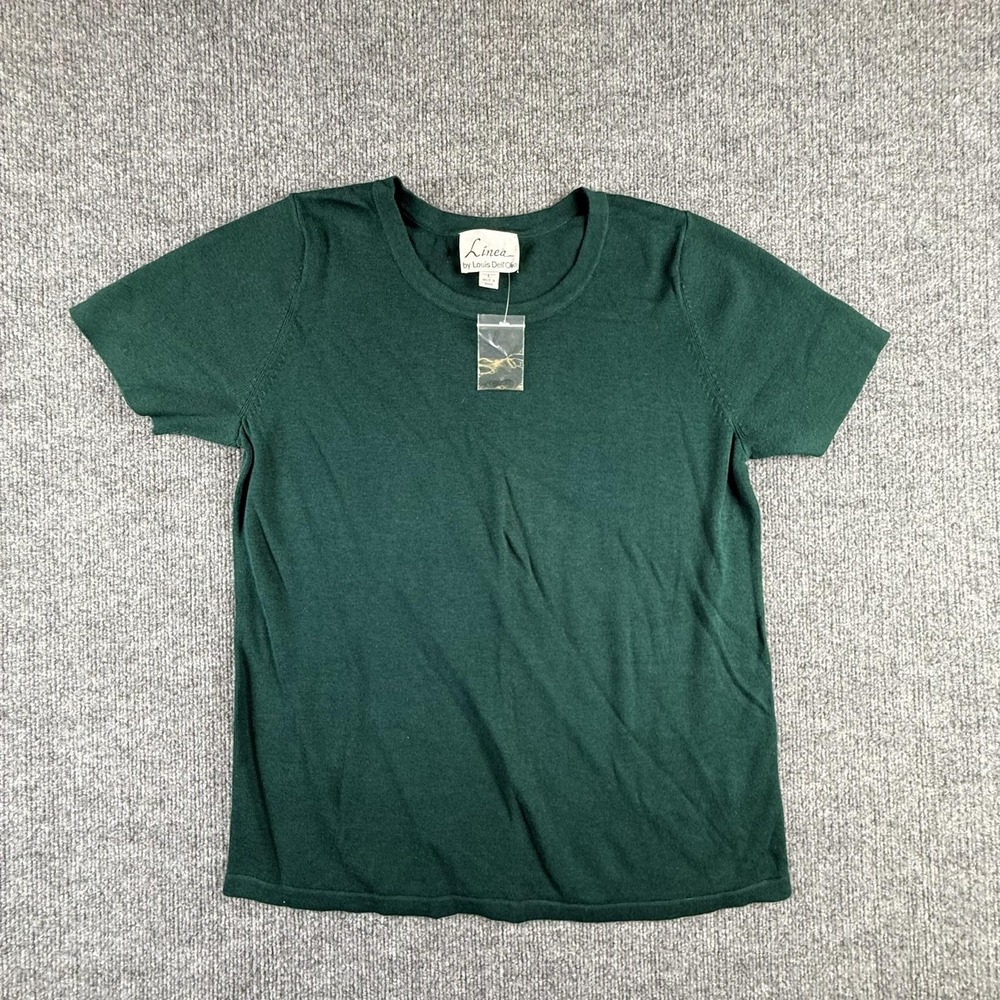 VTG Linea By Louis Dell'Olio Shirt Womens Large Green Short‎ Sleeve Crew Neck